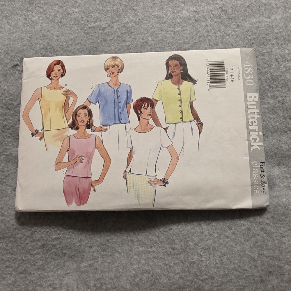 Butterick - Pattern #4830 - Misses' Top- Size (12-14-16)